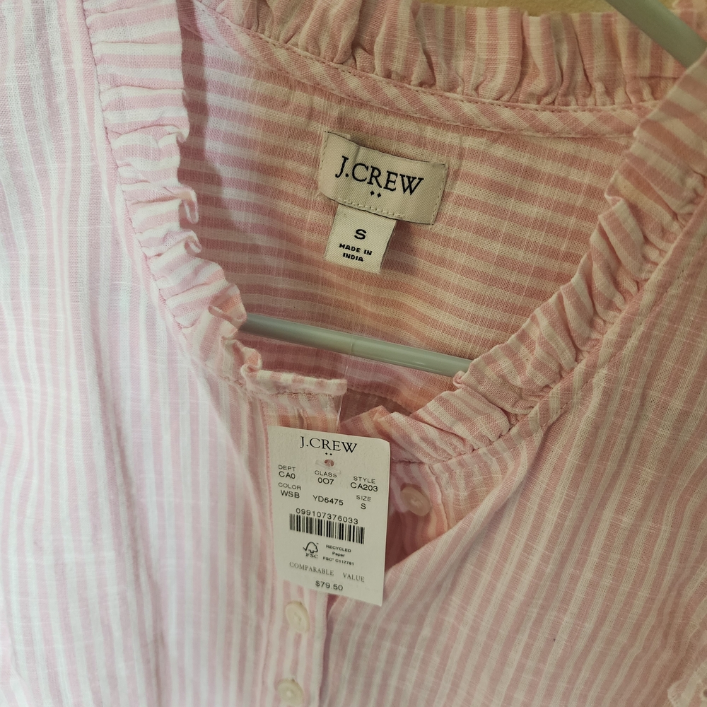 J. Crew Pink Ruffle Sleeve Women's Top - Picture 2 of 3